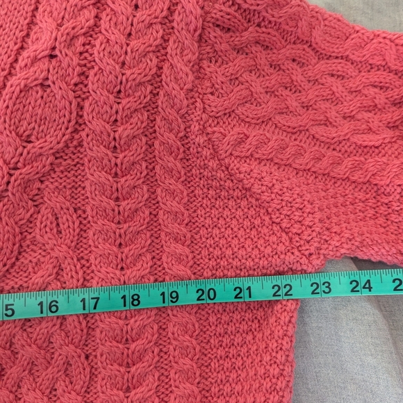 Aran Crafts Pink Cable Knit Cardigan Sweater - Picture 6 of 7